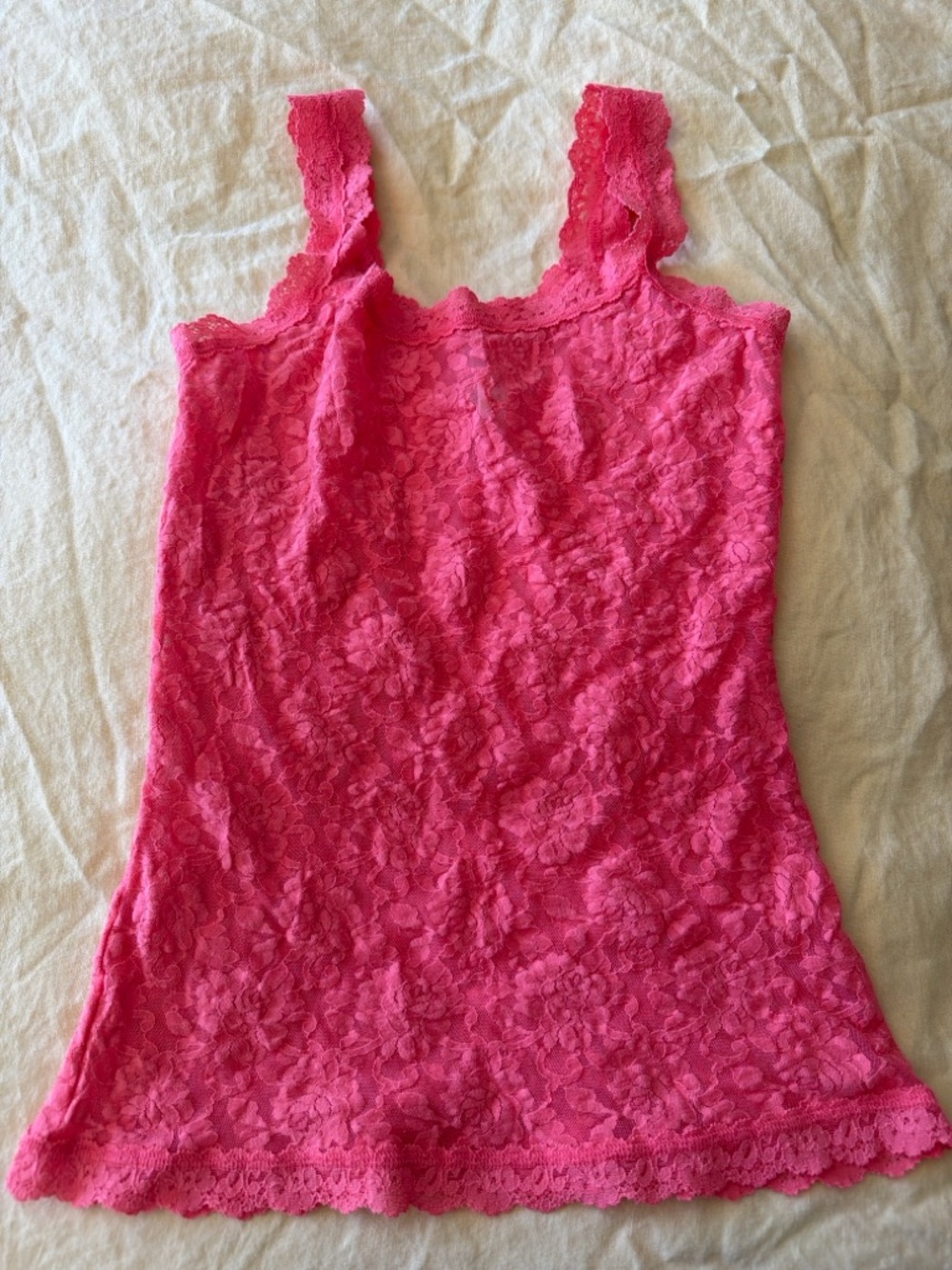 Hanky Panky Signature Lace Camisole Coral Pink Lace Tank Top Small - Picture 3 of 7